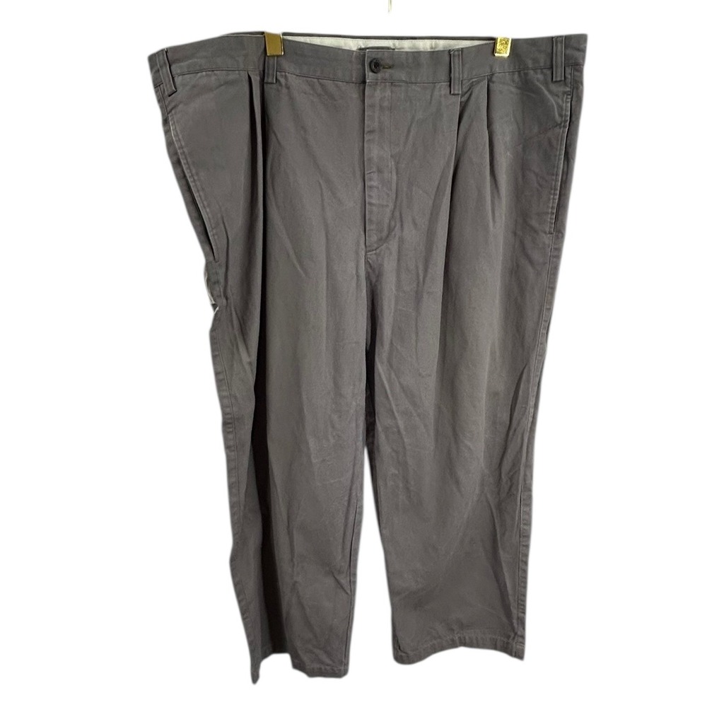ORVIS Men's Gray Pleated 100% Cotton Casual Pants Size 46x25